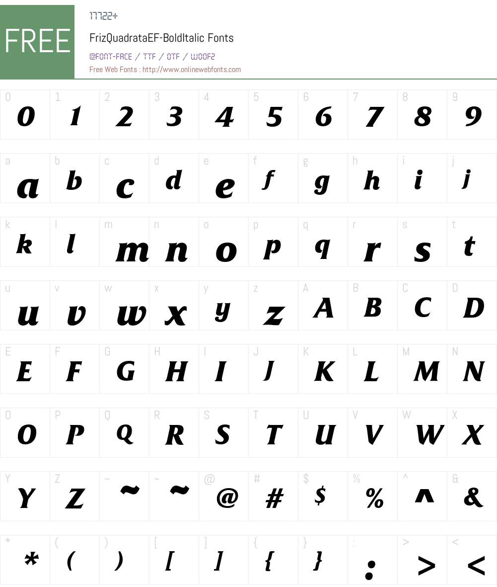 FrizQuadrataEF Font Screenshots