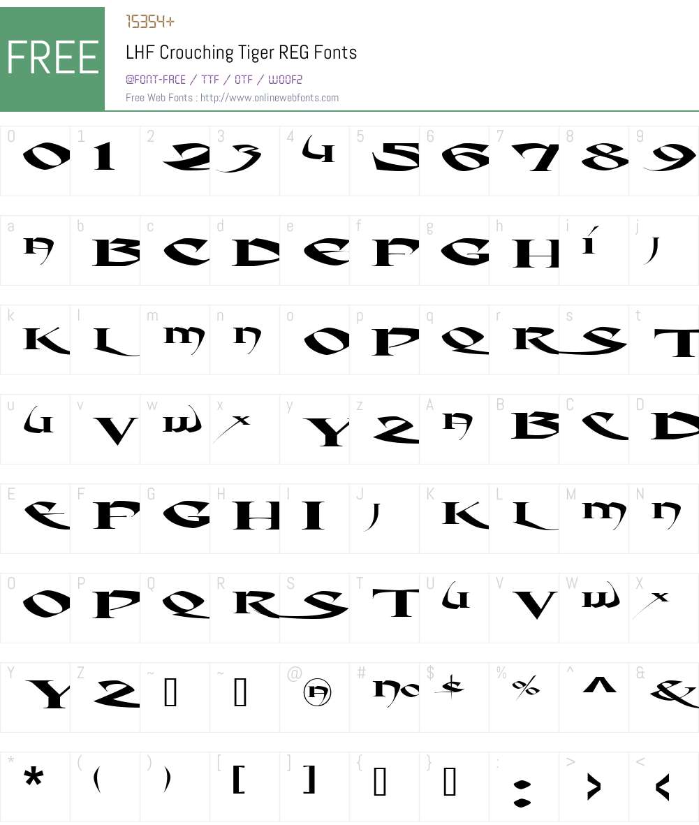 LHF Crouching Tiger REG Font Screenshots