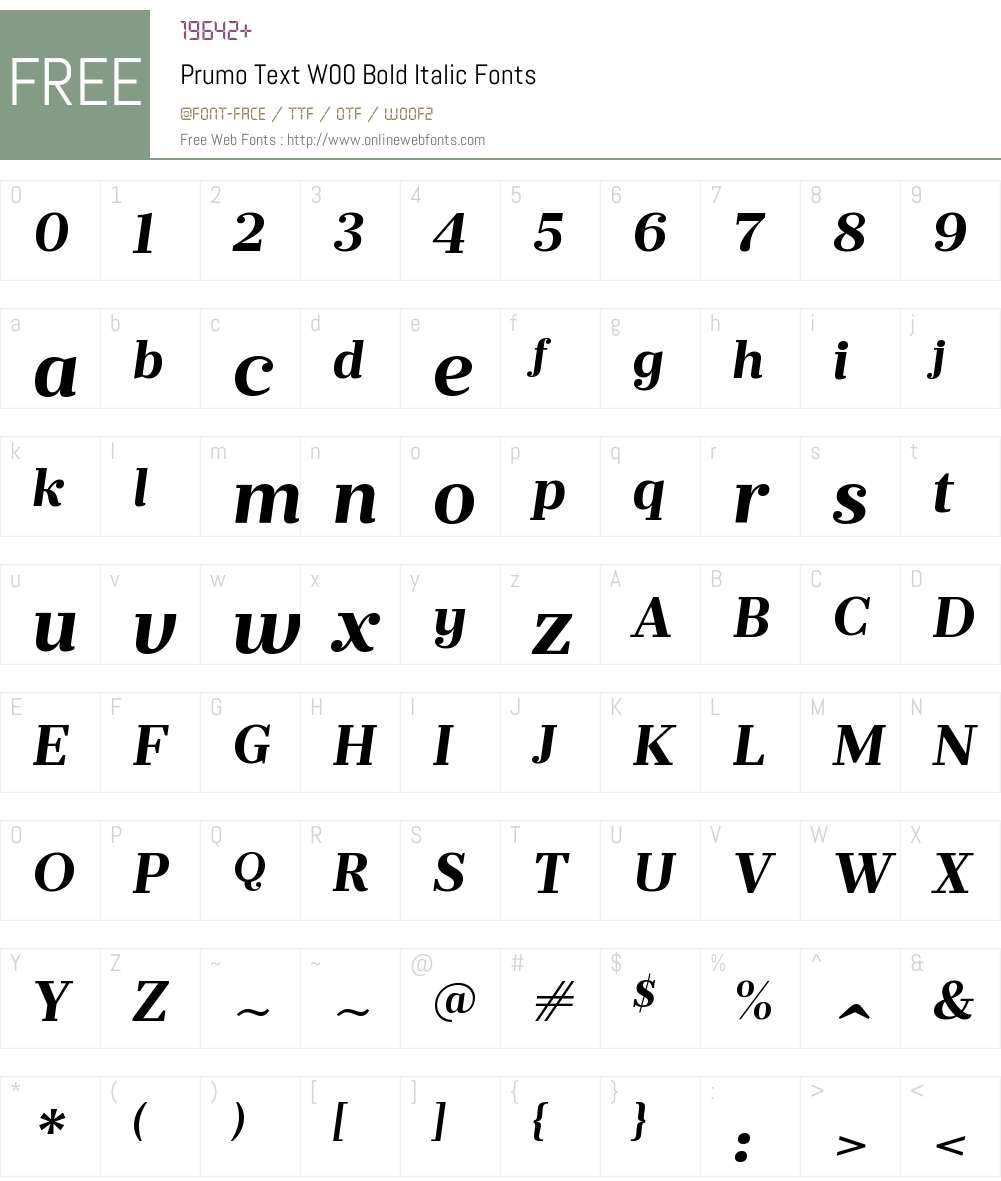 PrumoTextW00-BoldItalic Font Screenshots