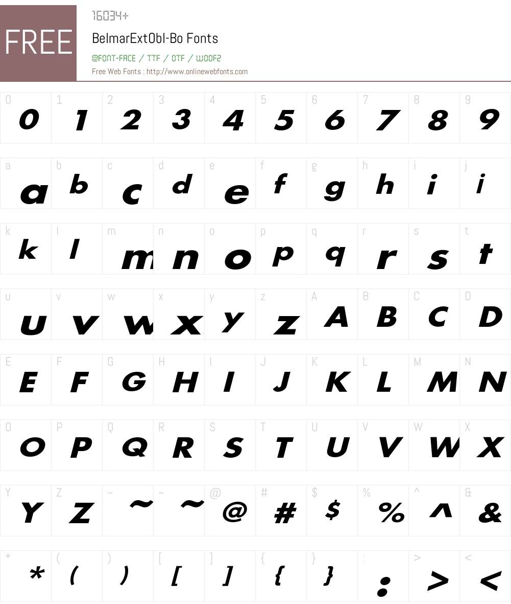 BelmarExtObl-Bo Font Screenshots