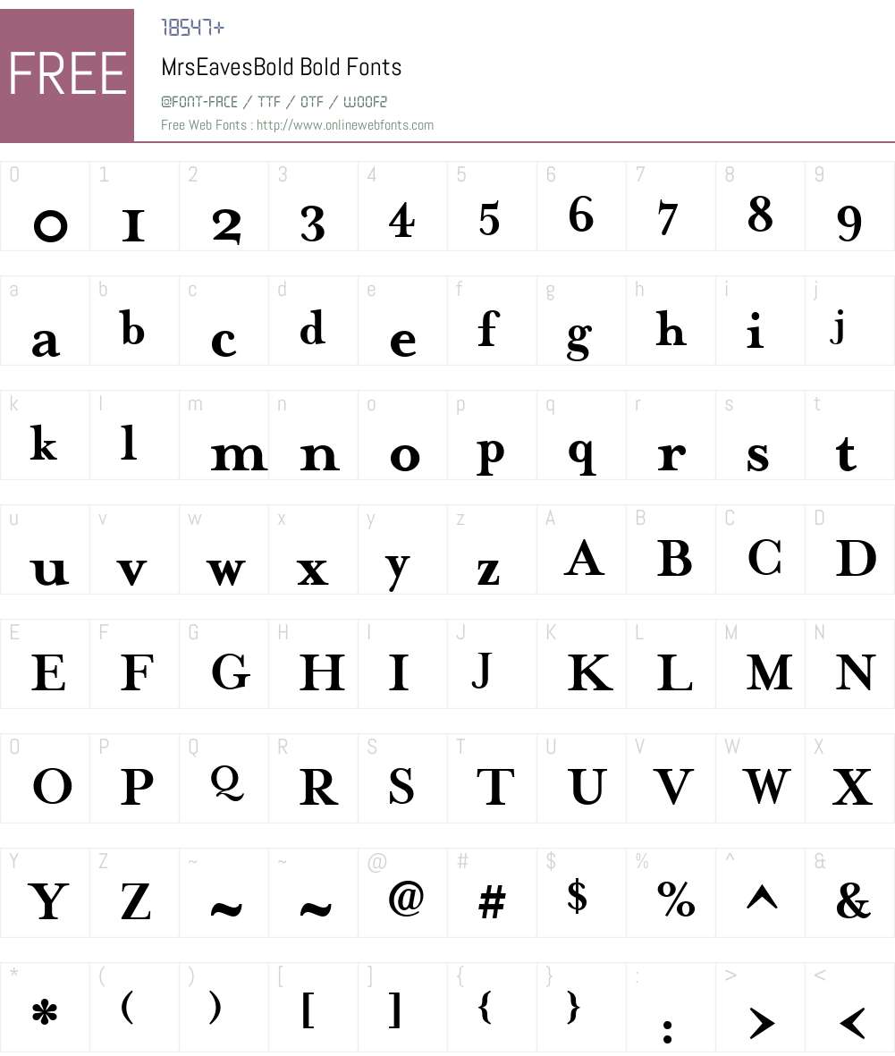 MrsEavesBold Font Screenshots