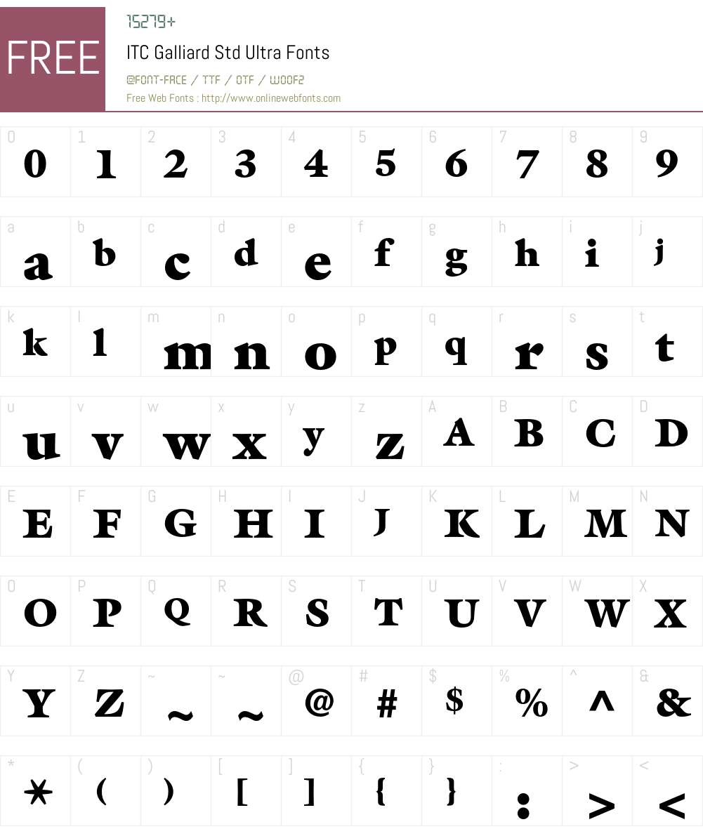 ITC Galliard Std Font Screenshots