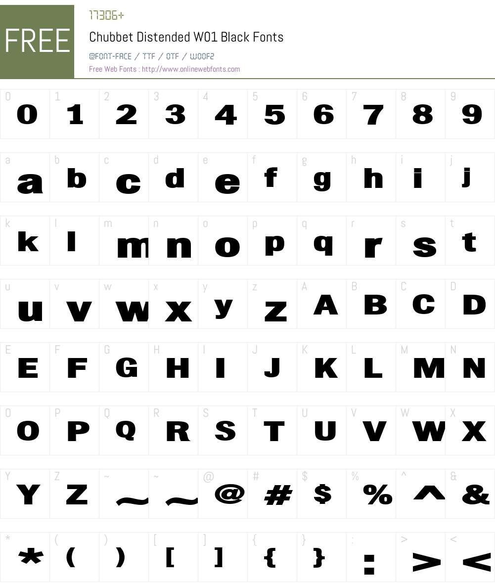 ChubbetDistendedW01-Black Font Screenshots