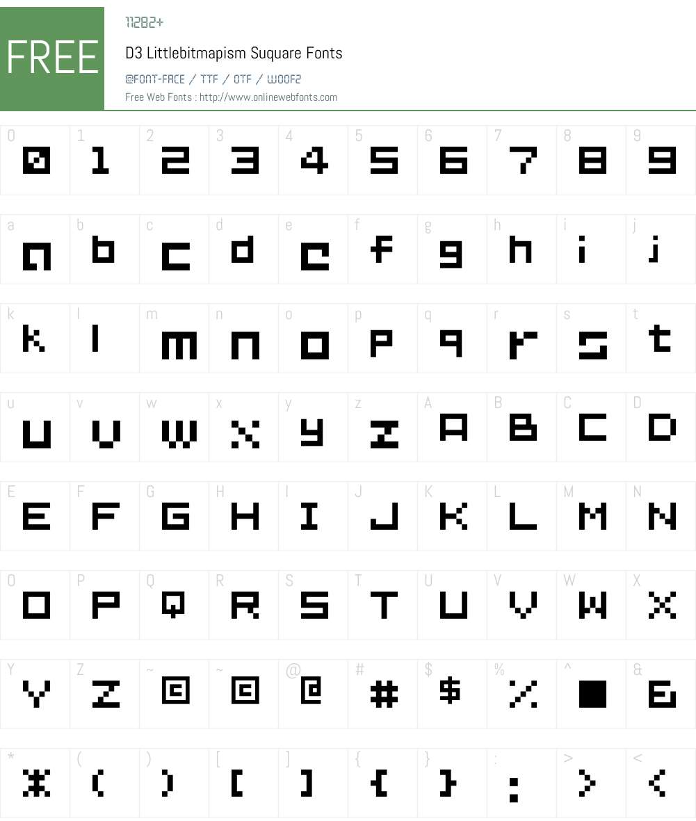 D3 Littlebitmapism Suquare Font Screenshots