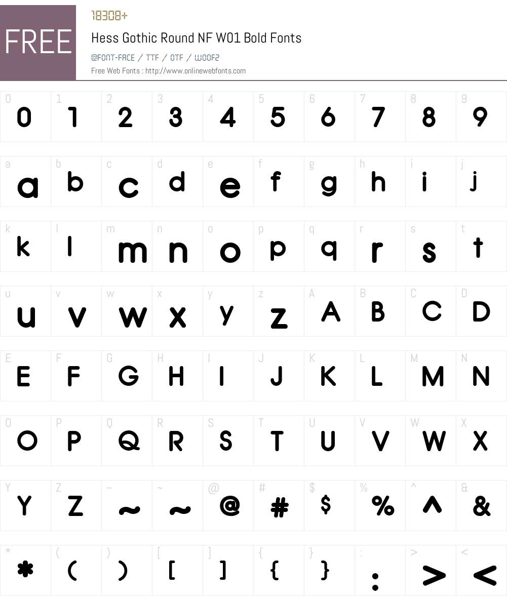 HessGothicRoundNFW01-Bold Font Screenshots