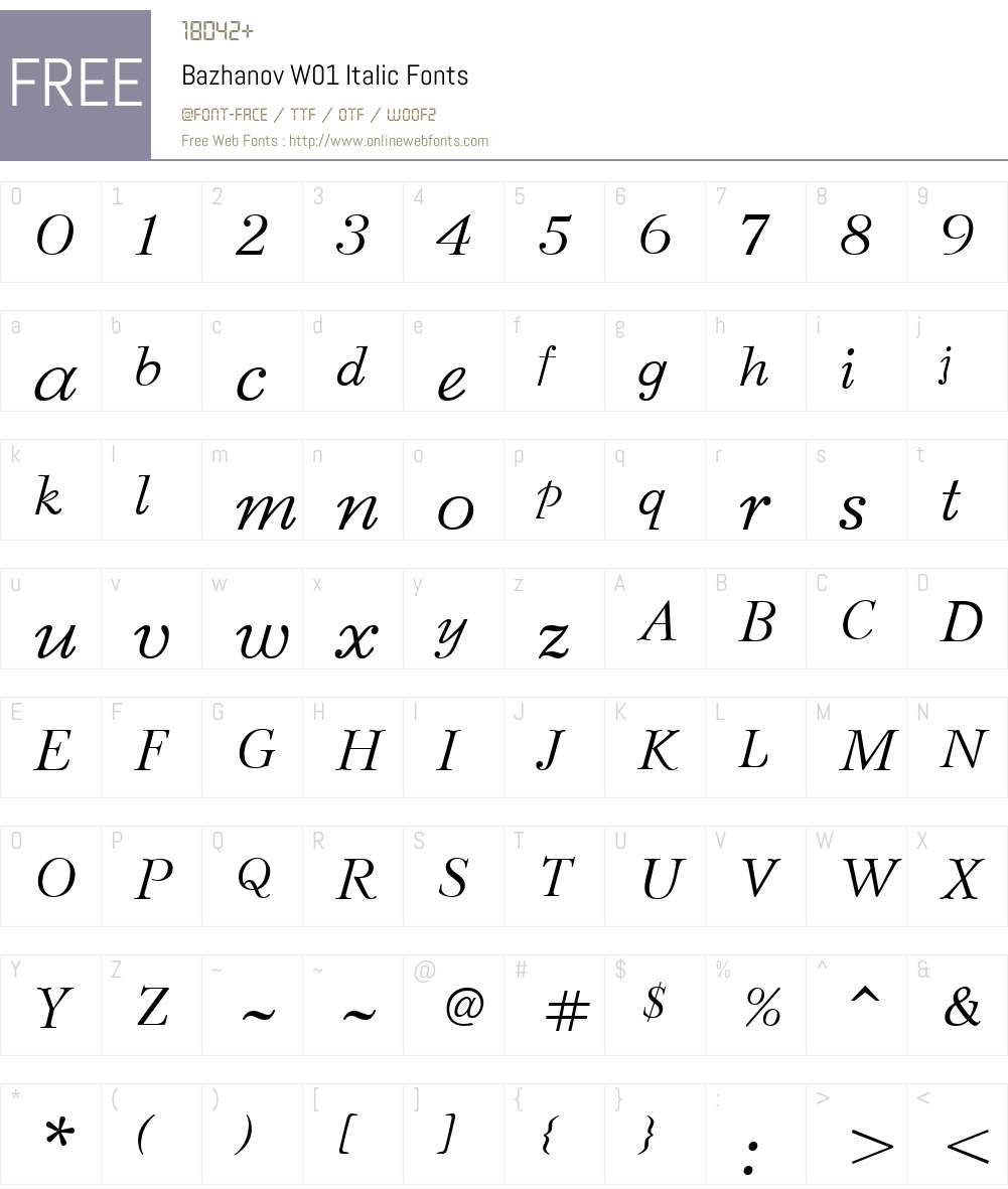 BazhanovW01-Italic Font Screenshots