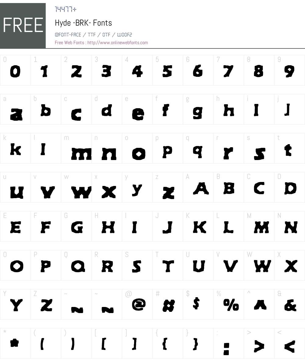 Hyde (BRK) Font Screenshots