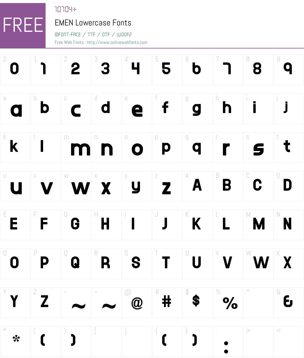 EMEN Lowercase Font Screenshots