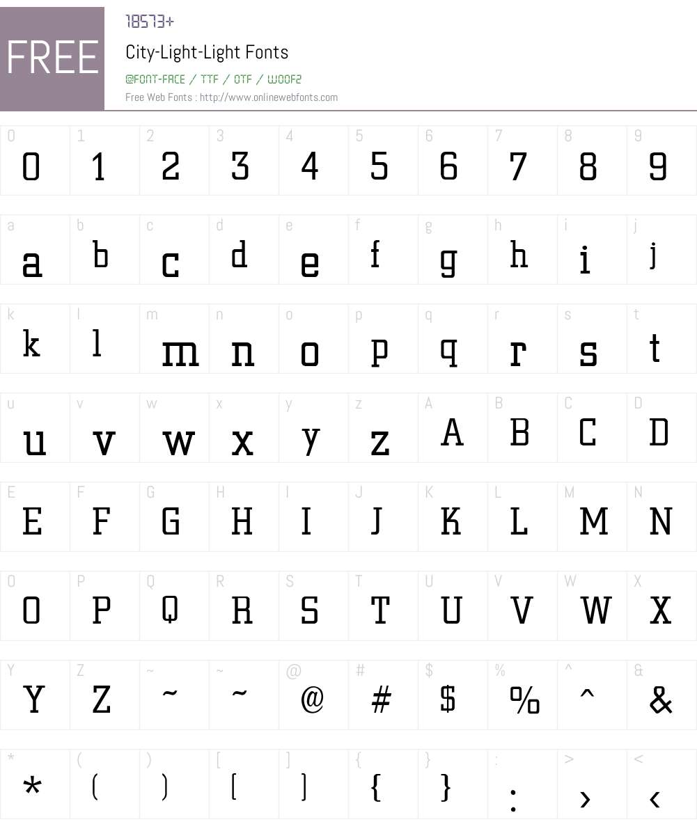 City-Light-Light Font Screenshots