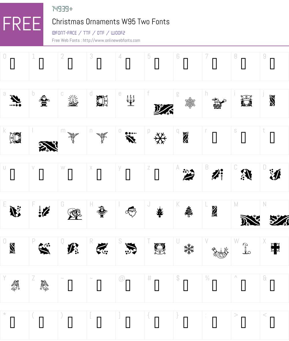 ChristmasOrnamentsW95-Two Font Screenshots