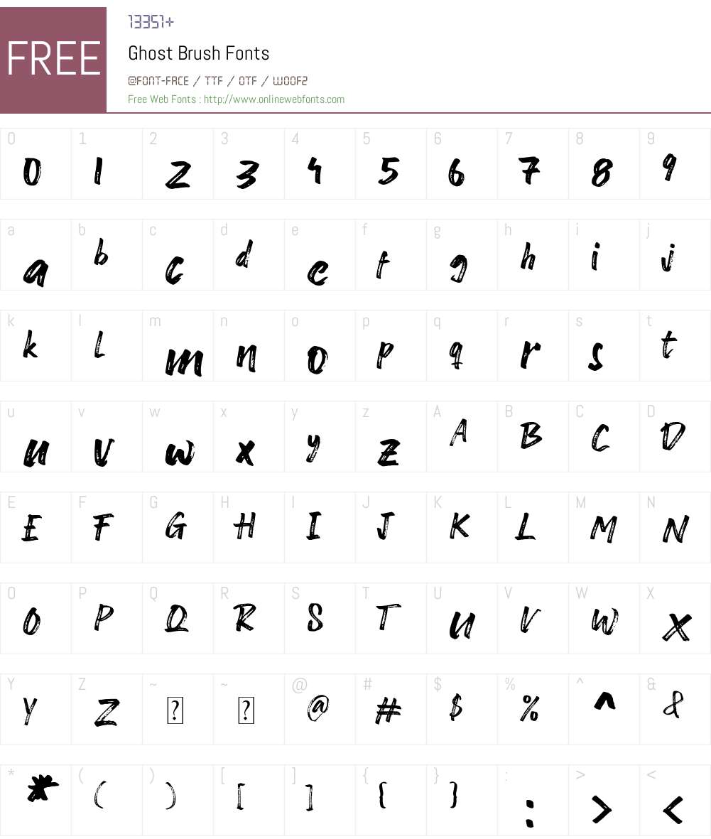 Ghost Brush 1.00;June 4, 2019;FontCreator 11.5.0.2430 64bit Fonts Free