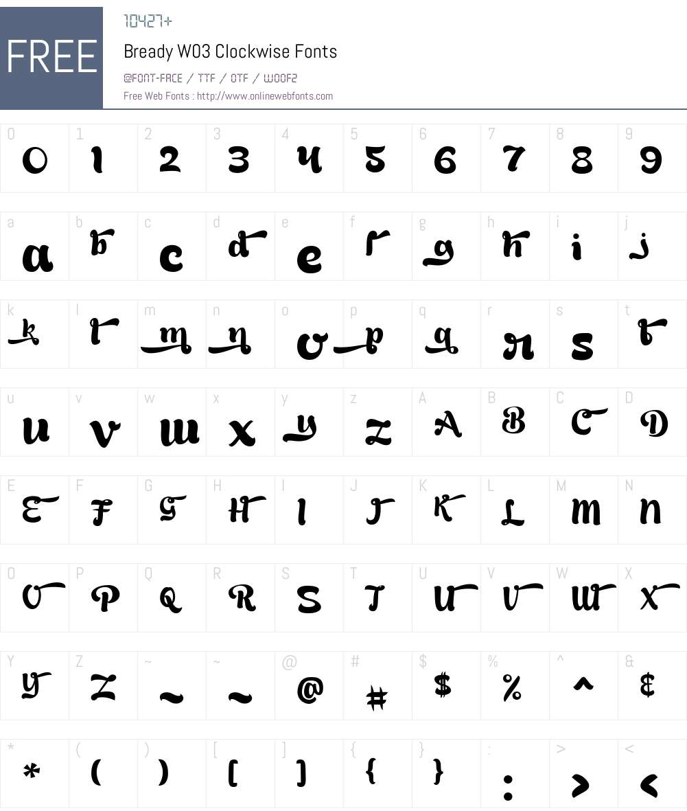 BreadyW03-Clockwise Font Screenshots