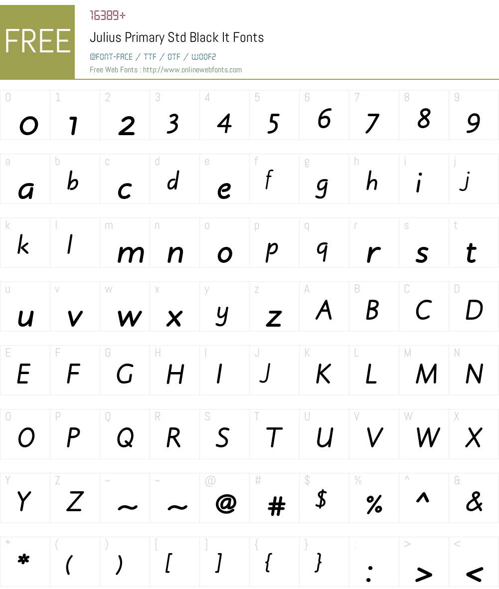 Julius Primary Std Font Screenshots