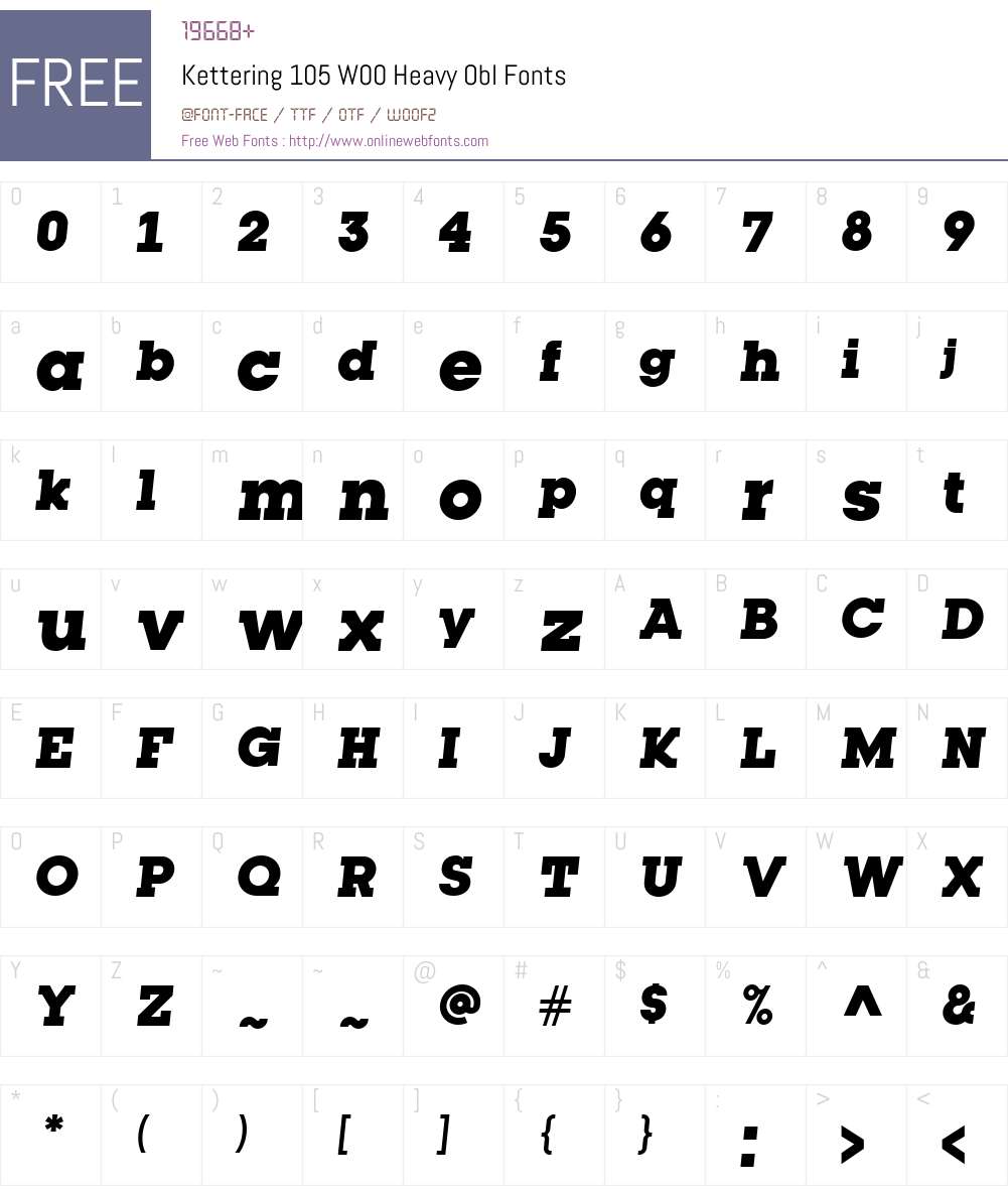Kettering105W00-HeavyObl Font Screenshots