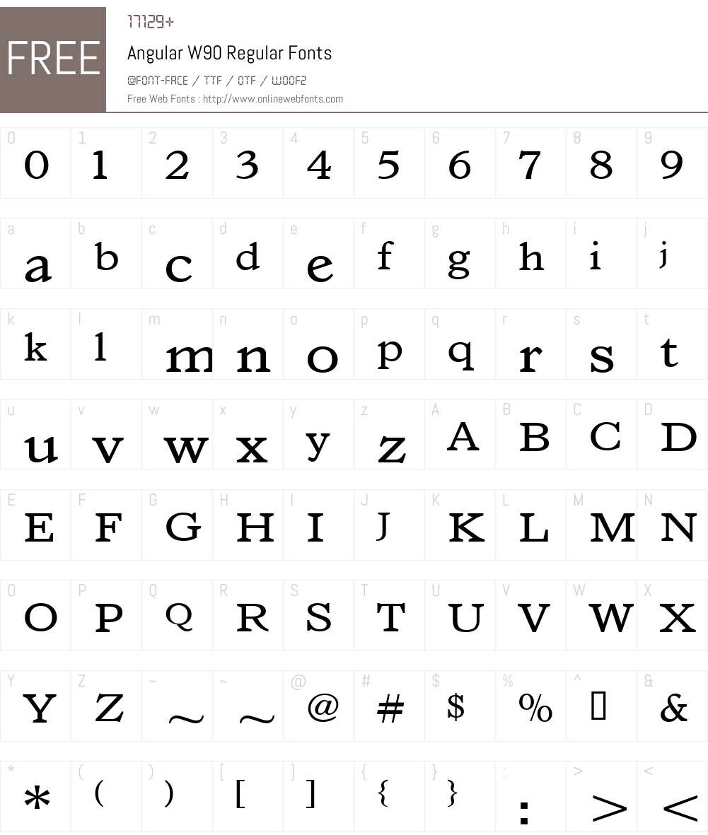 AngularW90-Regular Font Screenshots