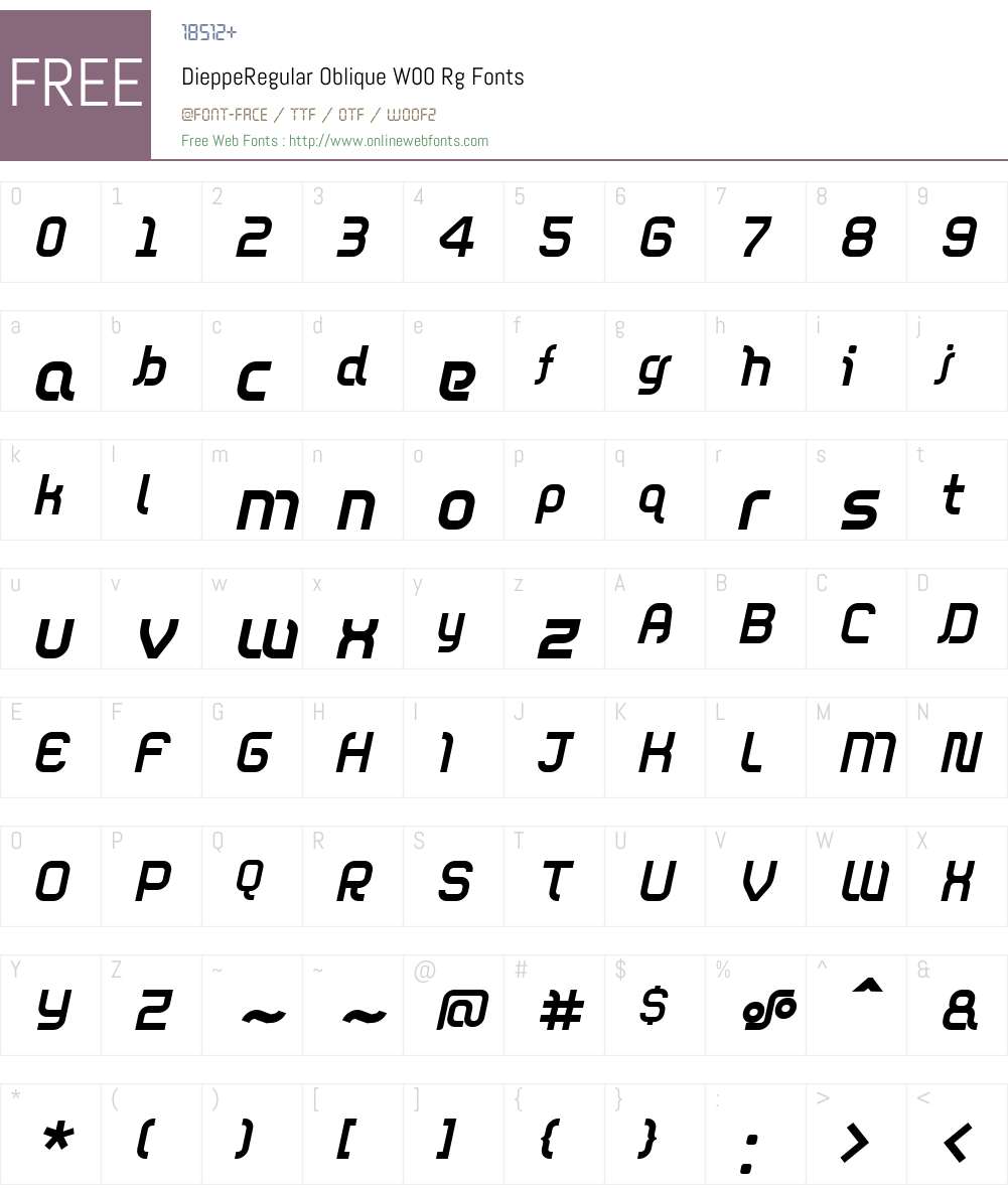 DieppeRegular Oblique Font Screenshots