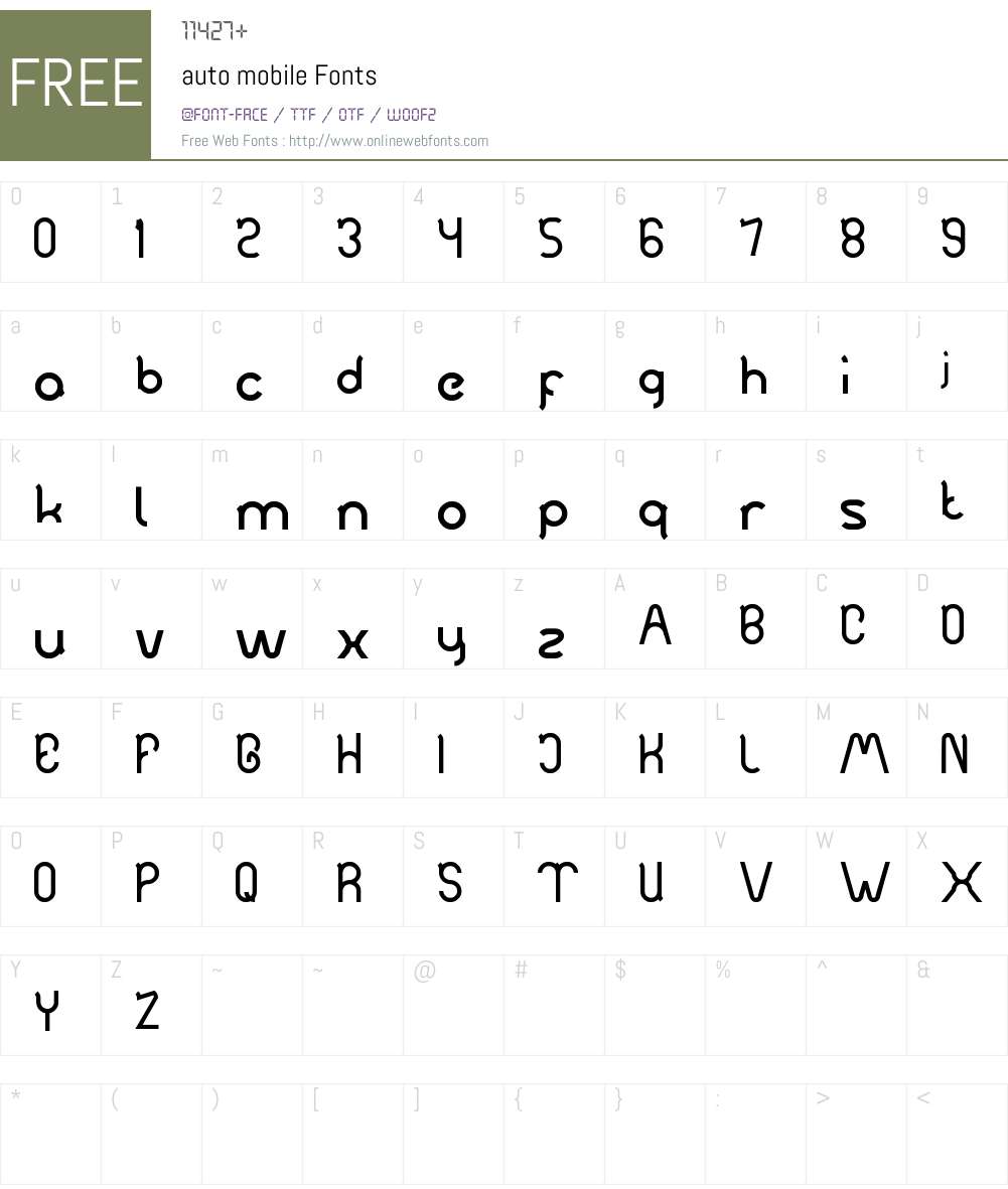 auto mobile Font Screenshots