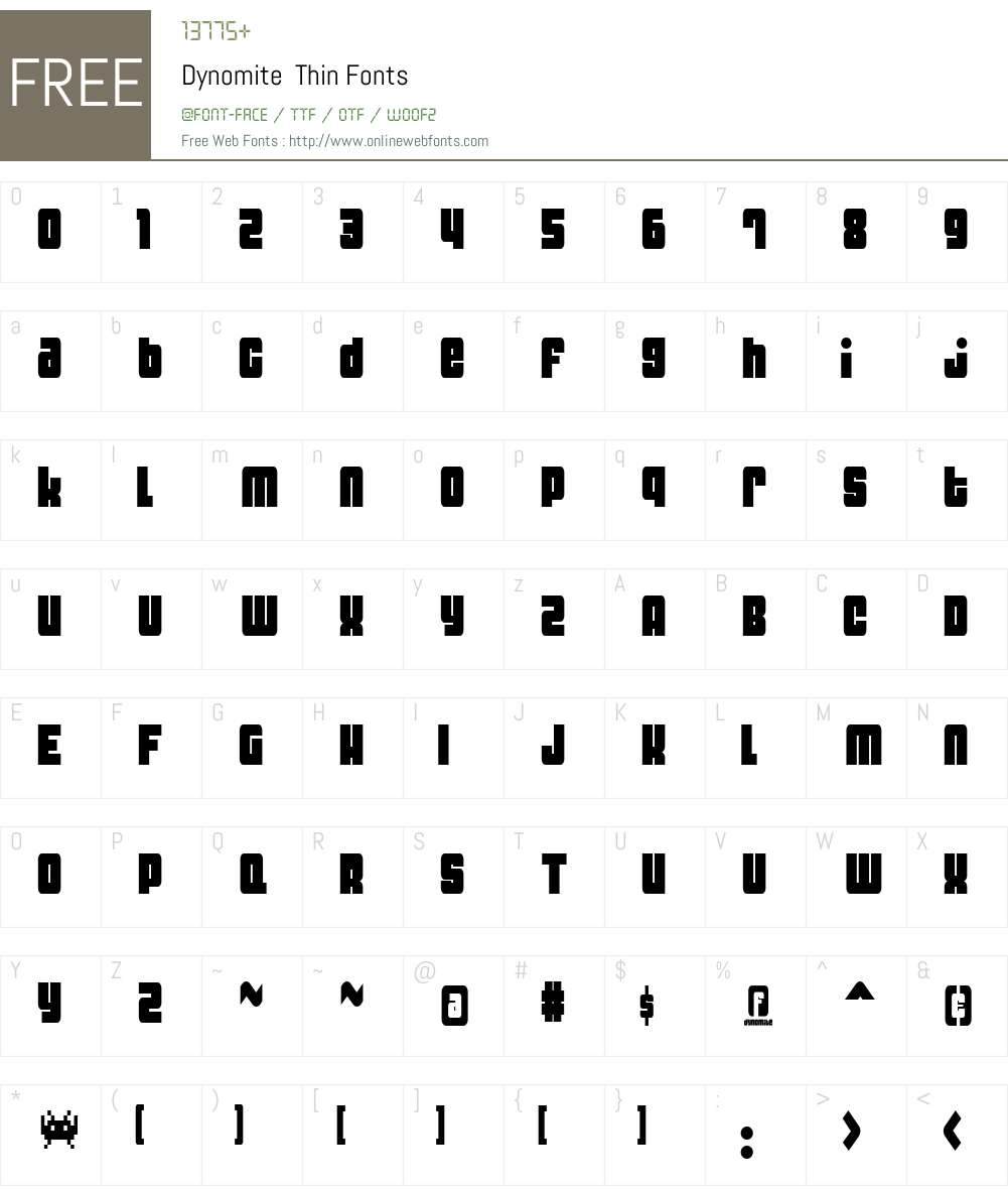 Dynomite Font Screenshots