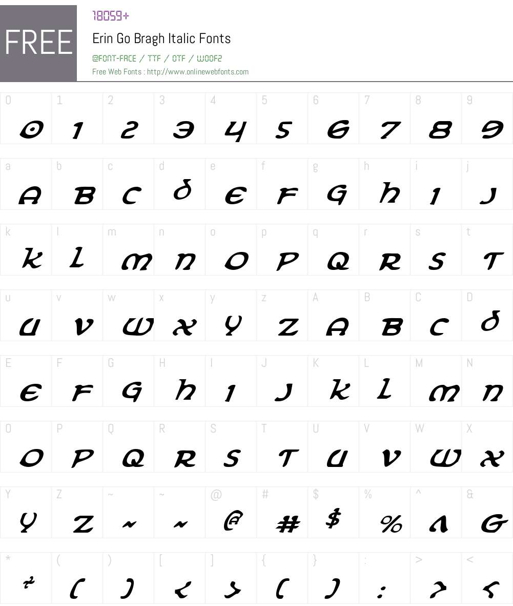 Erin Go Bragh Italic Font Screenshots