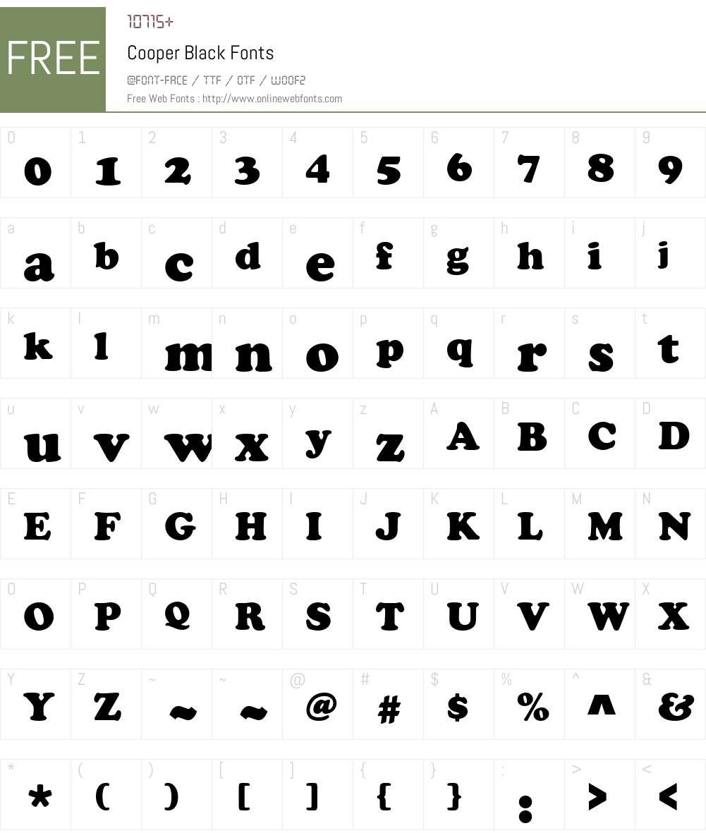 Cooper Black Font Screenshots