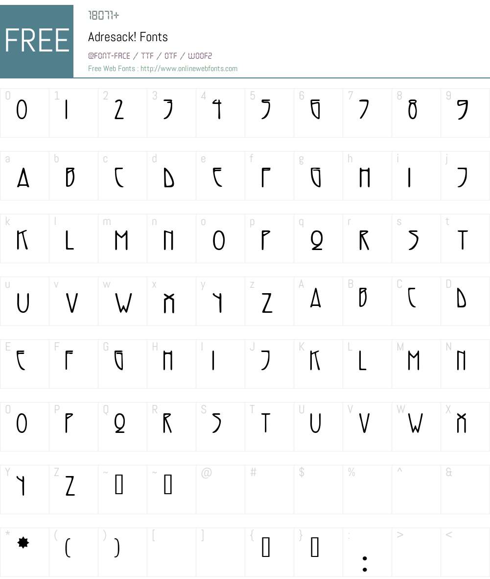 Adresack! Font Screenshots
