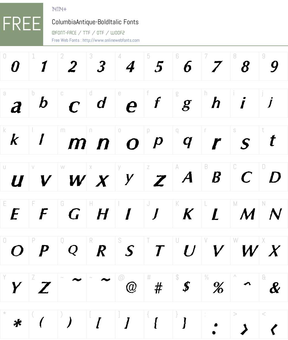 ColumbiaAntique Font Screenshots