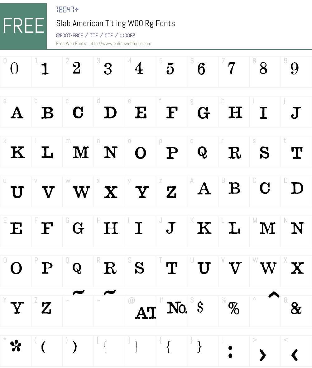 Slab American Titling Font Screenshots