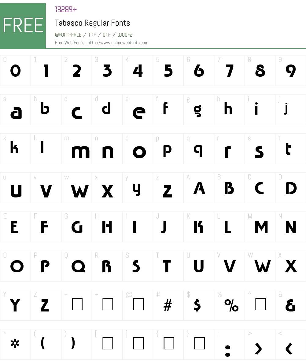 Tabasco Font Screenshots