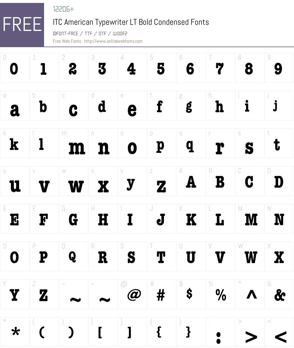 ITC American Typewriter LT Font Screenshots