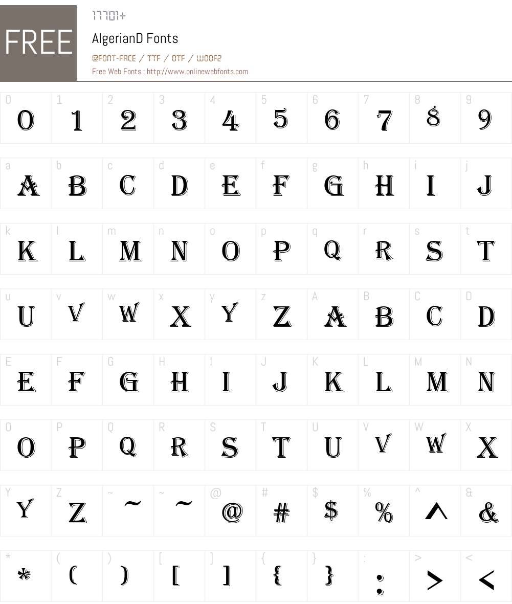 AlgerianD Font Screenshots