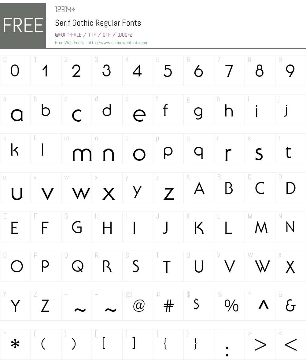 Serif Gothic BQ Font Screenshots