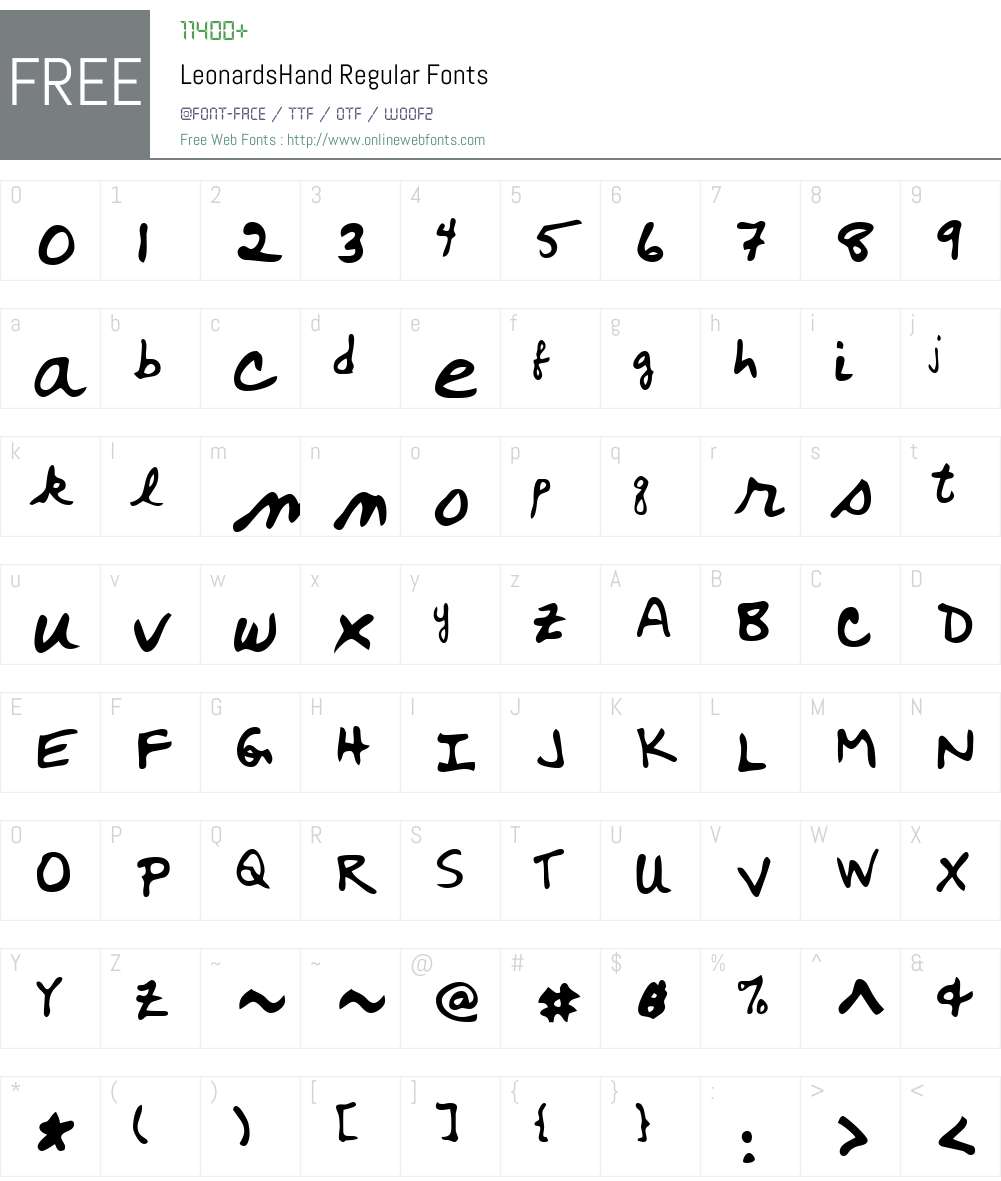 LeonardsHand Font Screenshots