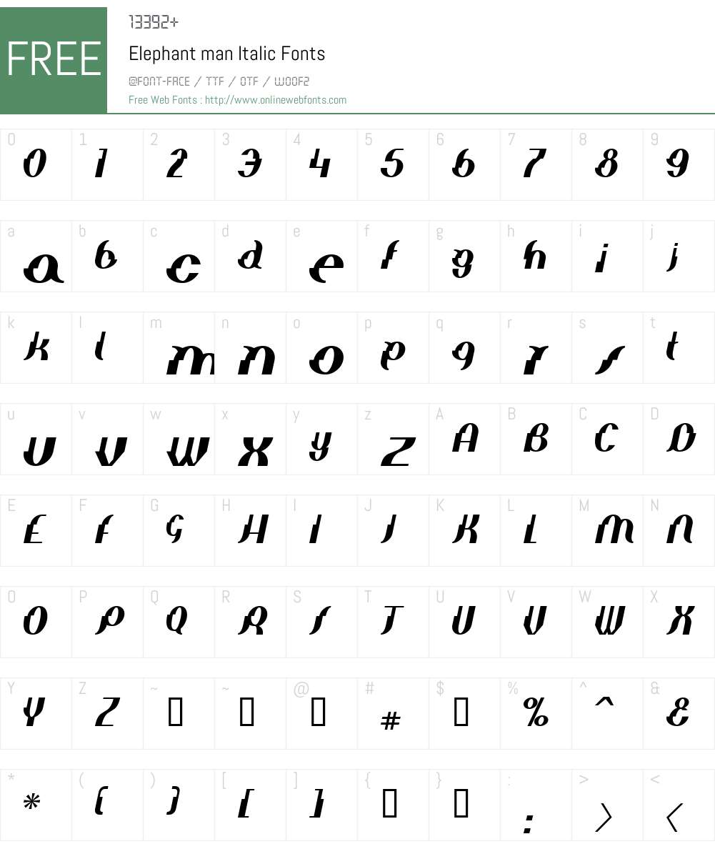 Elephant man Font Screenshots