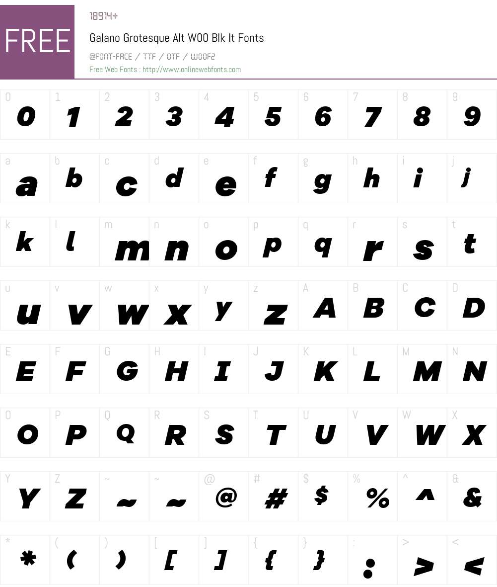 GalanoGrotesqueAltW00-BlkIt Font Screenshots