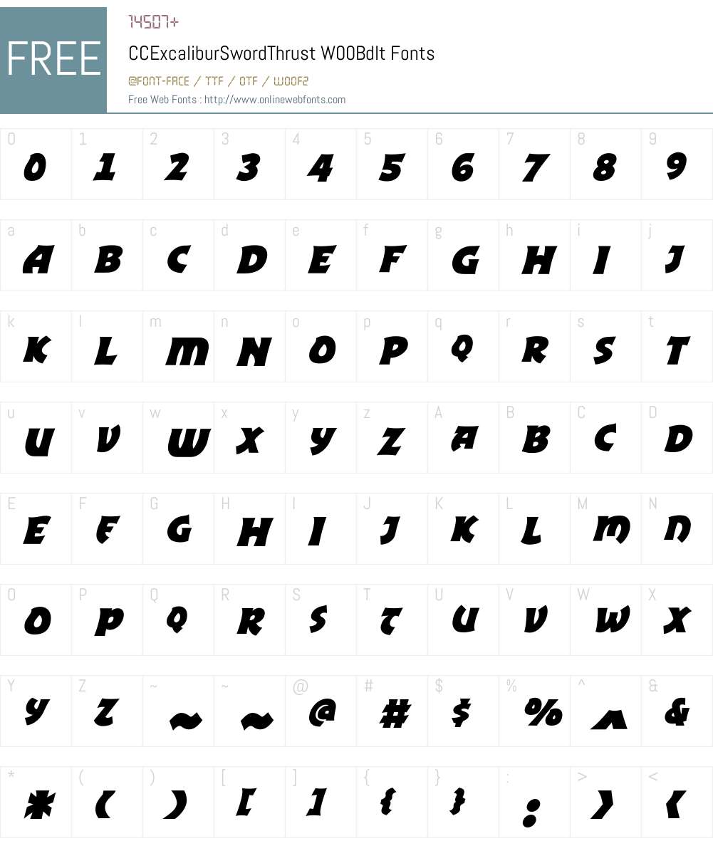 CCExcaliburSwordThrustW00-BdIt Font Screenshots