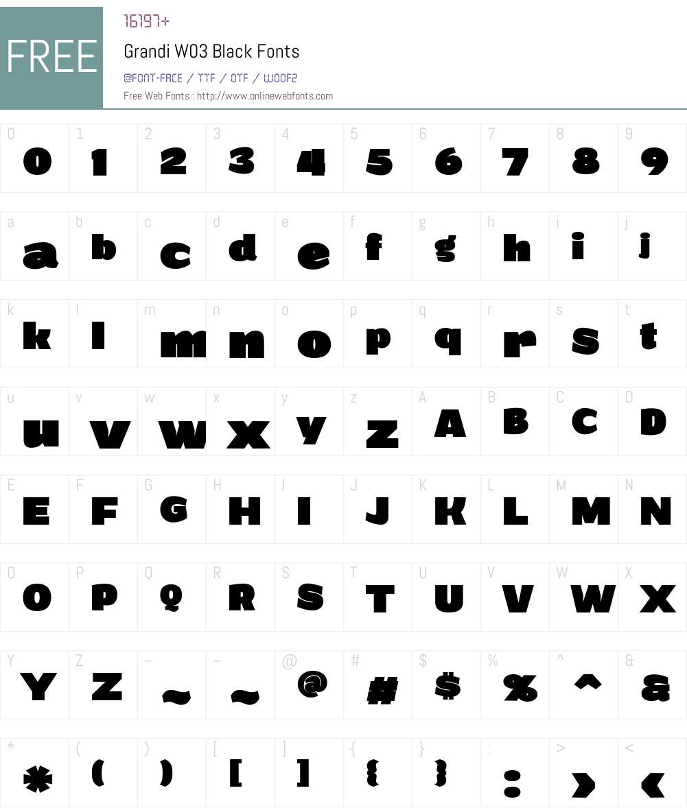 Grandi Font Screenshots