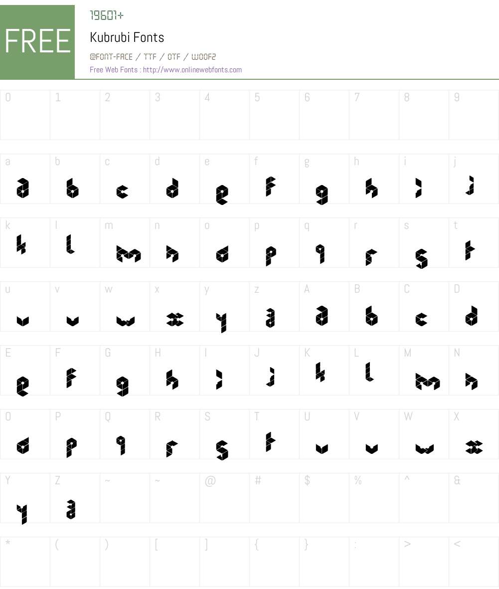 Kubrubi Font Screenshots
