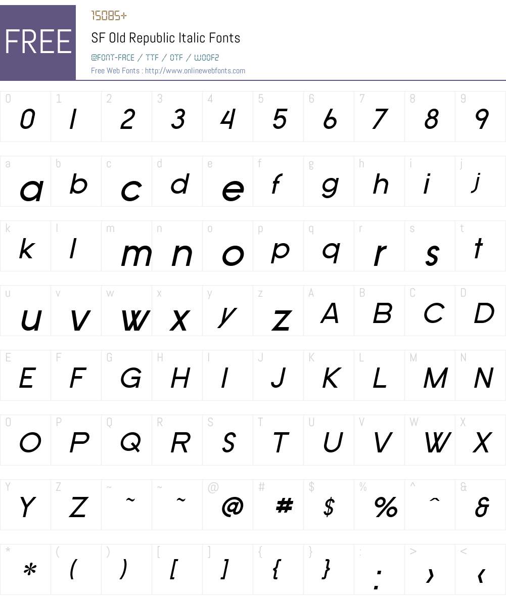 SF Old Republic Font Screenshots