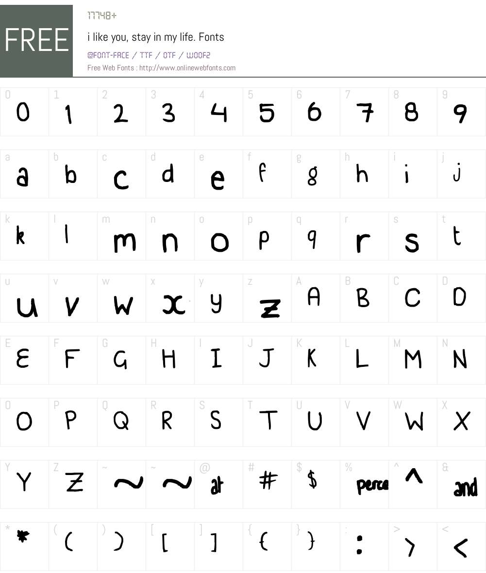 i like you, stay in my life. Font Screenshots