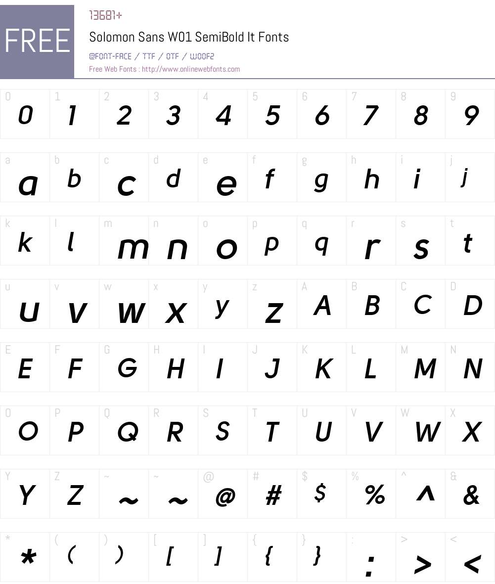 SolomonSansW01-SemiBoldIt Font Screenshots