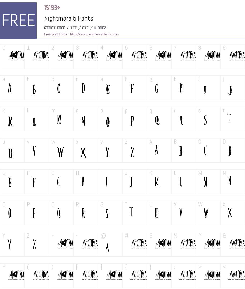 Nightmare 5 Font Screenshots