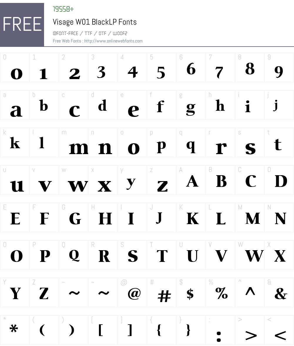 VisageW01-BlackLP Font Screenshots