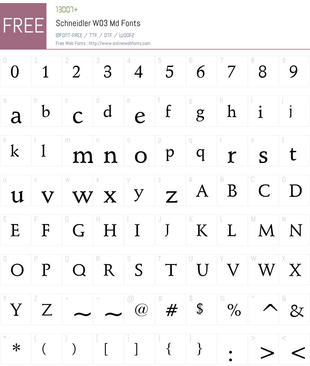 Schneidler Font Screenshots