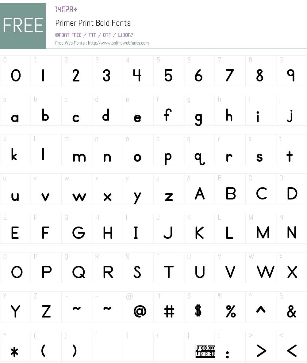 Primer Print Font Screenshots