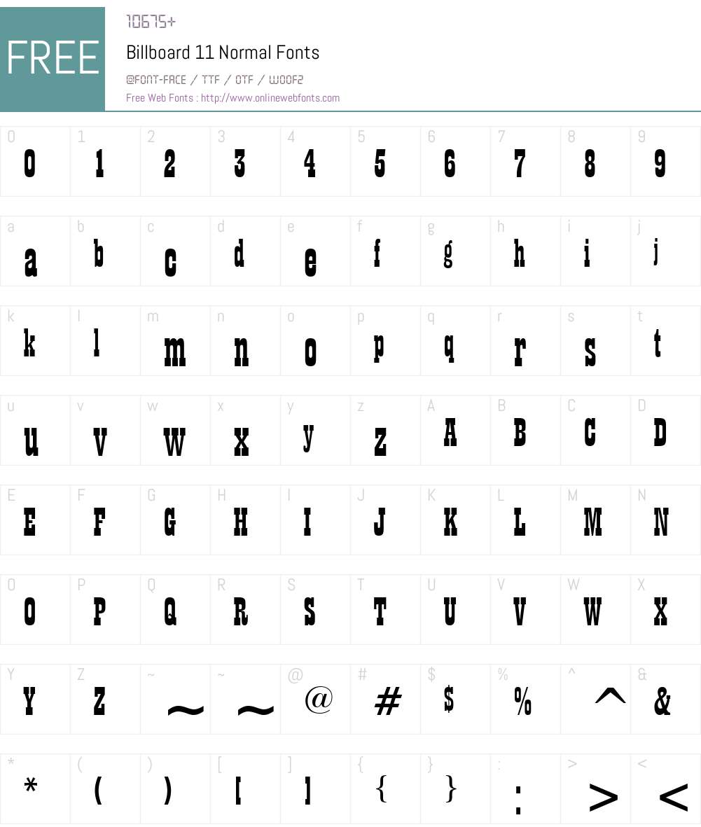 Billboard 11 Font Screenshots