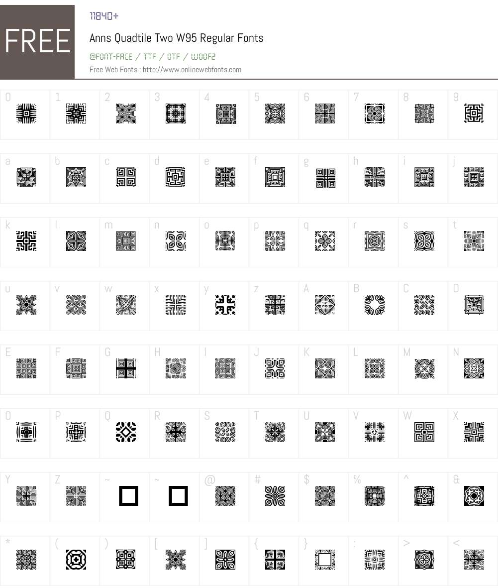 Anns Quadtile Two Font Screenshots
