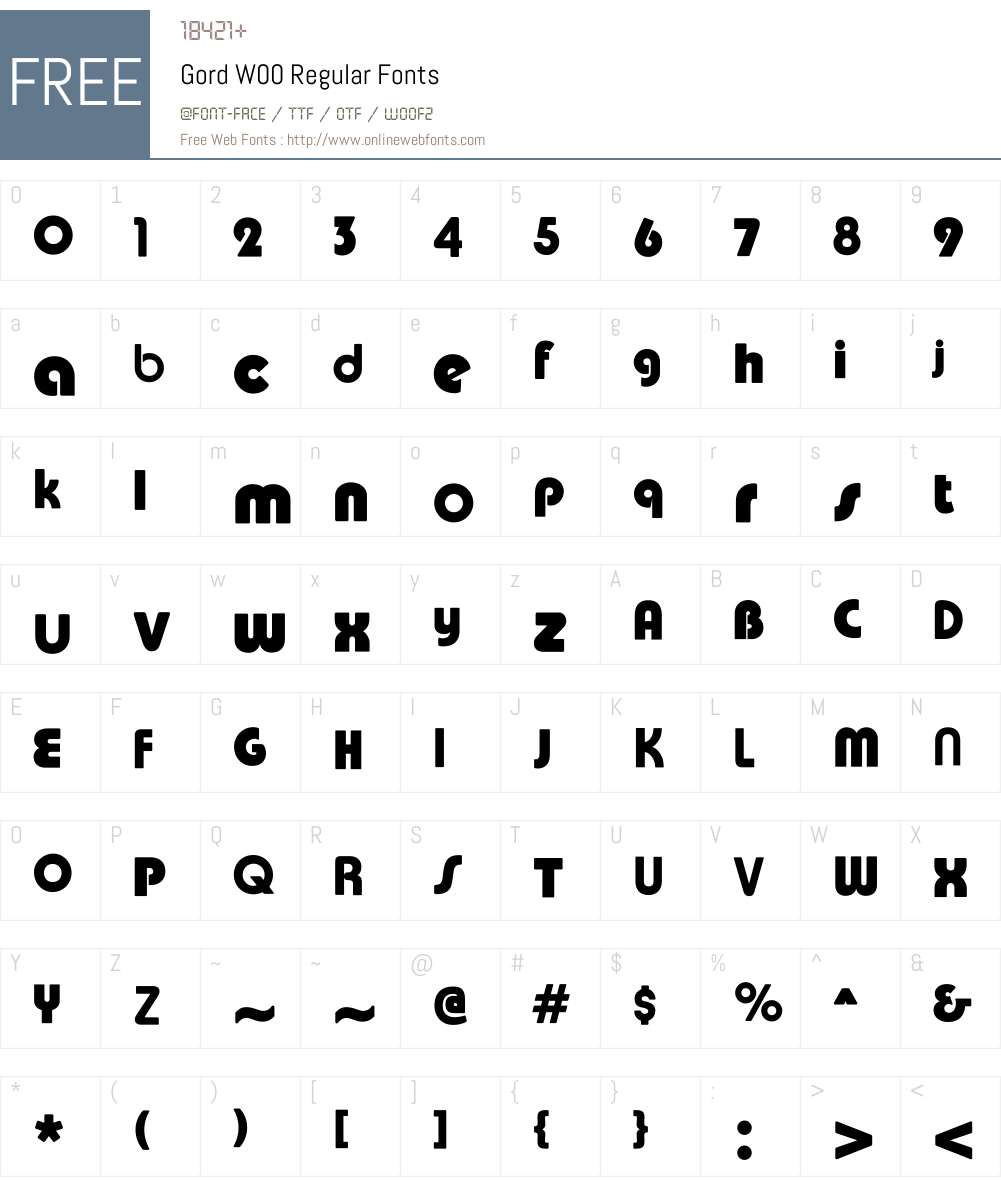 GordW00-Regular Font Screenshots