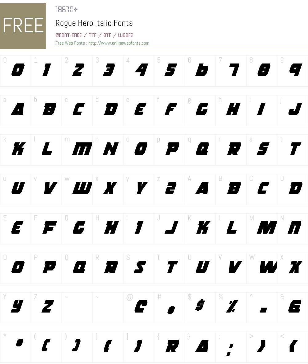 Rogue Hero Italic Font Screenshots