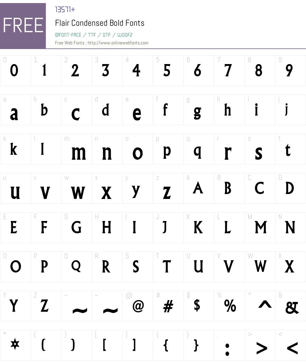 Flair Condensed Font Screenshots