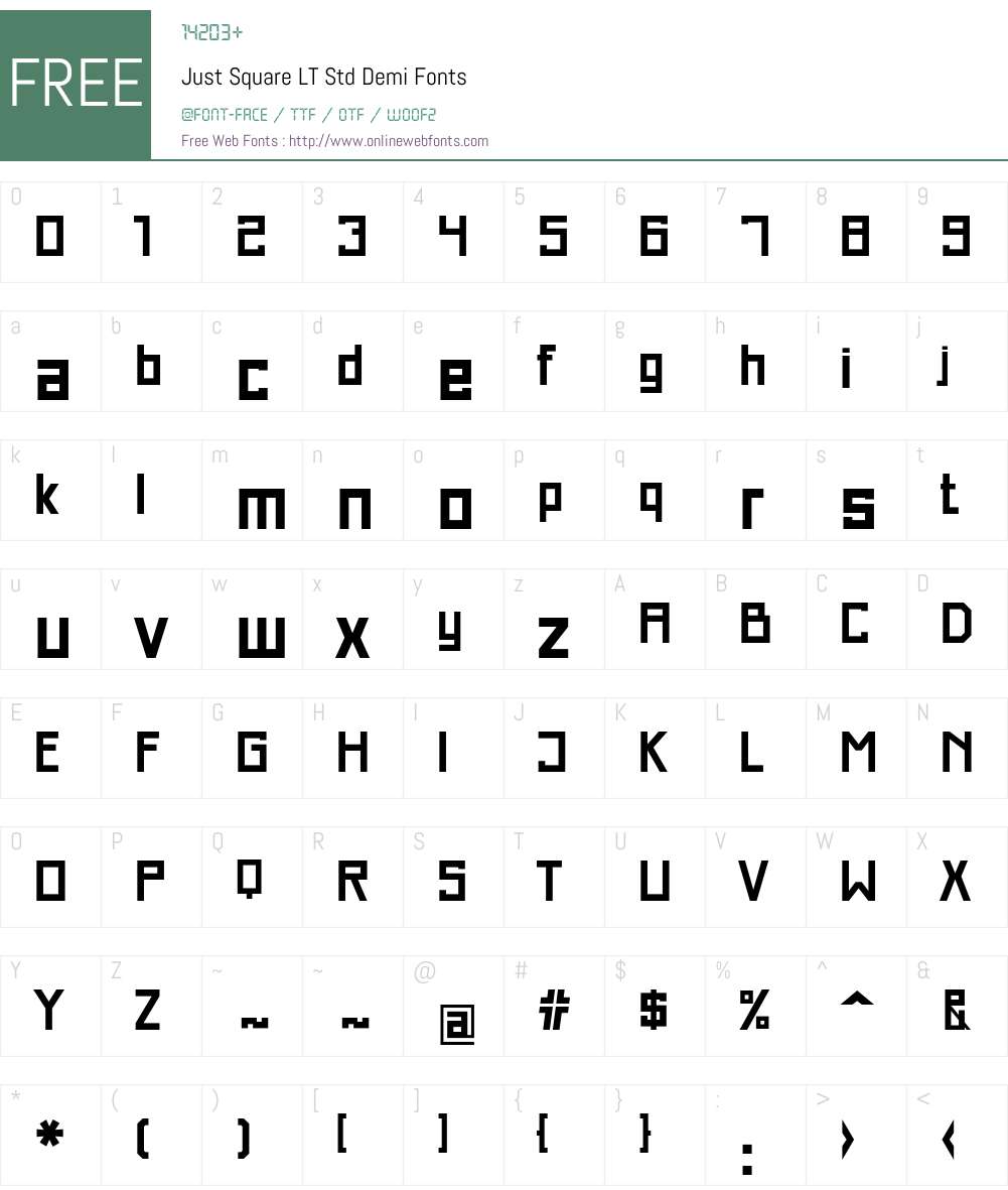 Just Square LT Std Font Screenshots